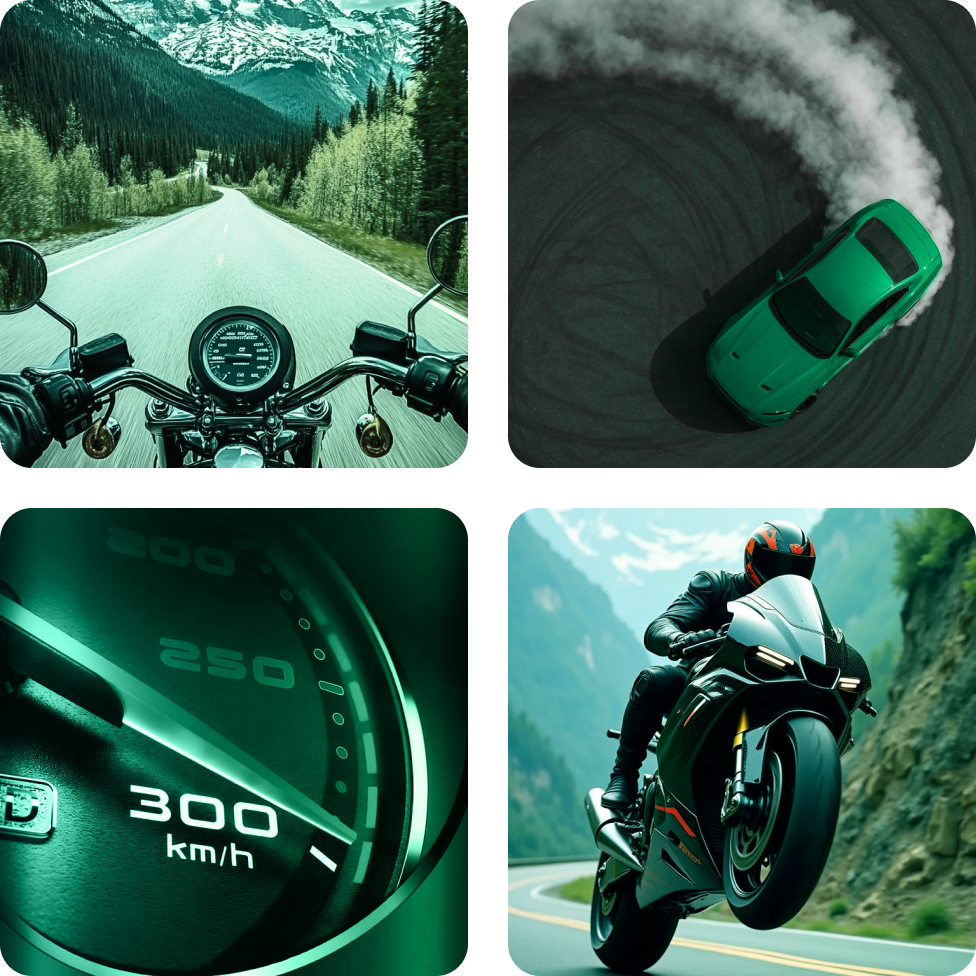 Collage of Match2Ride app screens showing rides, meetups and community features
