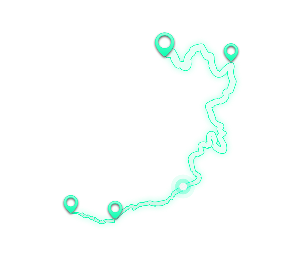 Route planning map with a topographic itinerary in the Match2Ride app
